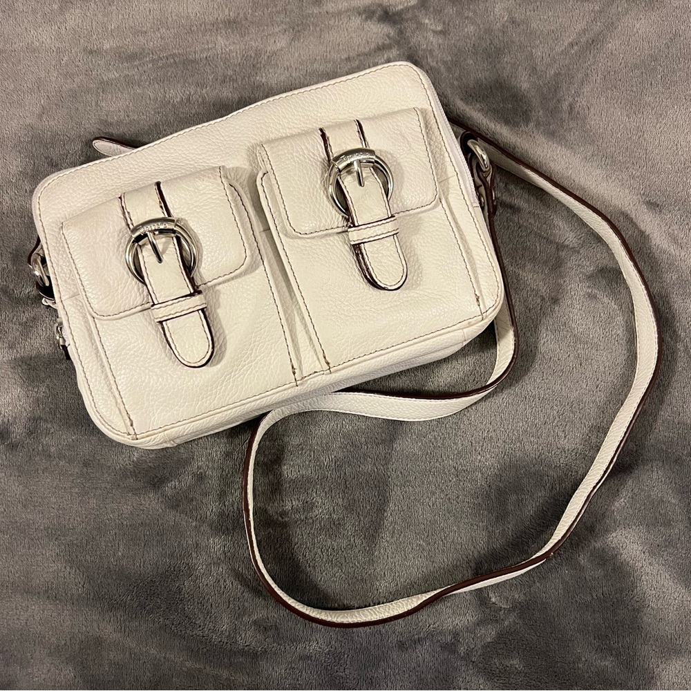 ♦️ Tignanello White Leather Crossbody Bag